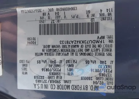 2004 Ford Explorer Nbx/Xlt z USA, uszkodzony, nr VIN 1FMDU73KX4ZA78133